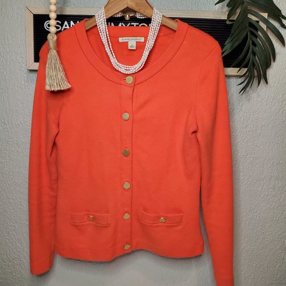 Banana Republic Sweaters - Banana Republic I ORANGE Sweater Cardigan w/Pockets and Gold Buttons Sz S
